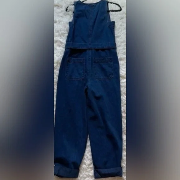 Rachel Comey Denim Utility Jumpsuit Wide Leg Sleeveless Belted Farm Boho Size 2 - Picture 4 of 10